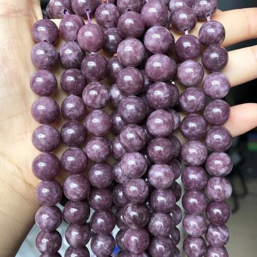Natural Lepidolite Stone Beads Round Loose Spacer Beads For Jewelry Making 15" inches 4 6 8 10 mm Diy Bracelets Pendant Necklace