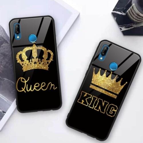 Tempered Glass Case For Samsung A32 A52 A51 A72 A71 Galaxy A12 A50 A10 A30 A31 A41 A42 S21 S20 Ultra S21 S20 FE King Queen Cover