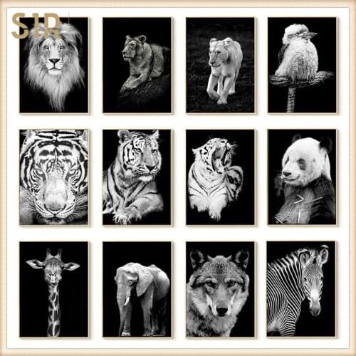 Black and White Animal Home Decor Bedroom Decor Room Decoration Wall Decor Photo Frames for Picture Wall Art Canvas