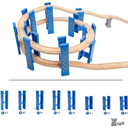 Wooden Train Set Toy Spiral Tracks Railway Building Wooden Bridge Railway Set for Toddlers Kids Early Learning Motor Skills Toy