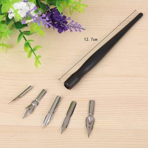 Cartoon Nib Holder Eraser Painting Material escolar Stationery Set Manga Pen Dip Calligraphy Drawing Tool 5 Nib+1Holder