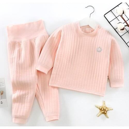 Baby Autumn Winter Warm Clothes Sets Newbown Toddler 100% Cotton Pullover Top+High Waist Pants 2Pcs Suits Girls Boys Clothing