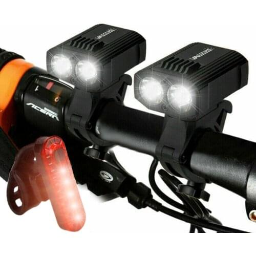 Waterproof Front Bike Headlight USB Rechargeable Bicycle Lamp with Mini Safety Warning LED Cycling Taillight