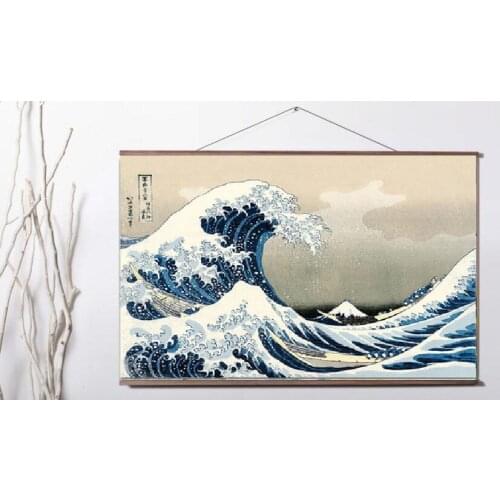 Famous Artist Van Gogh Oil Painting Starry Sky Iris Flower Sunrise Landscape Canvas poster painting solid wood hanging scroll