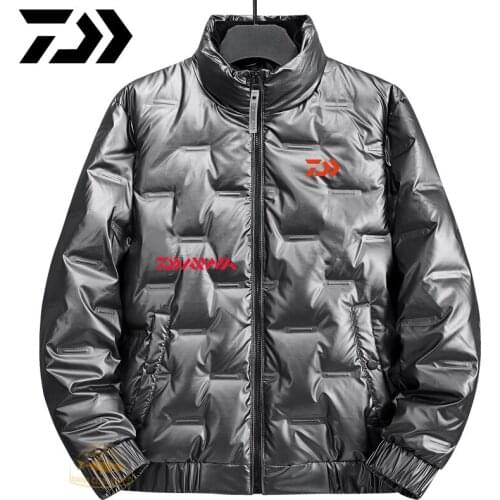 Daiwa Down Fishing Jacket Winter Mens White Duck Down Jacket Coat Casual Thick Warm Overcoat Winter Parkas Fishing Clothes