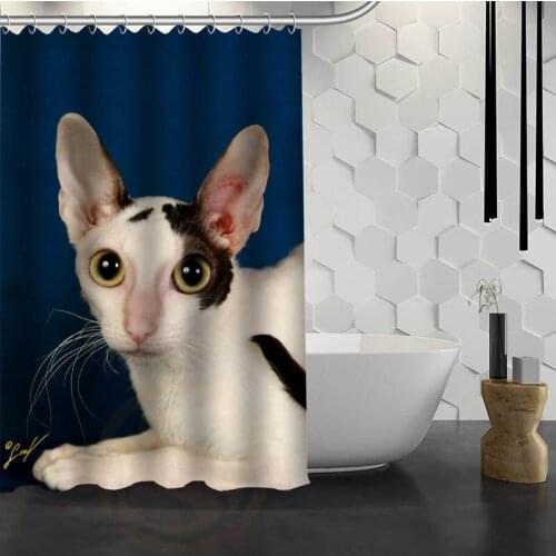 New Cute Cat Custom Shower Curtain With Hooks Fabric Bath Curtain for Bathroom WJY1.17