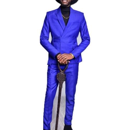 Latest Coat Pant Designs Royal Blue Double Breasted Suit For Men Slim Fit Shawl Lapel Groom Tuxedo Wedding Dress Costume Homme
