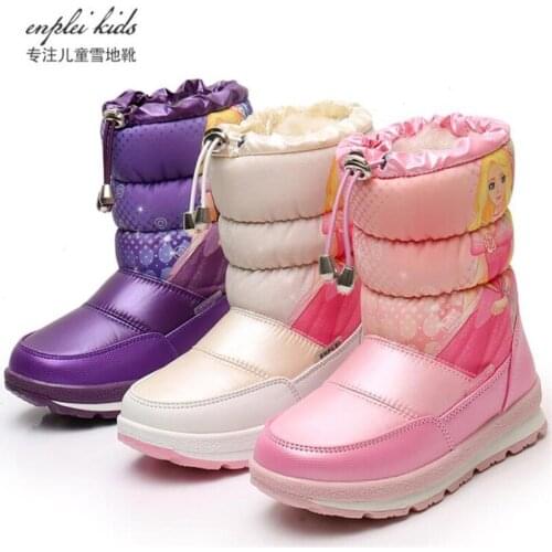 2019 new winter waterproof childrens boots winter girls beautiful snow boots cartoon boots thick baby cotton shoes