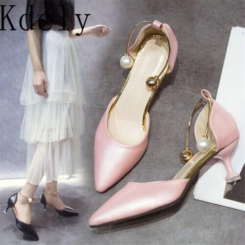 New Korean version of the wild PU pointed high heels word buckle single shoes sexy comfortable trend high heels