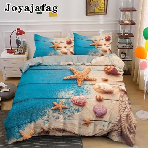 Starfish Printing Duvet Cover With Pillowcase Underwater World Luxury Bedding Sets Full Queen King Size Bedclothes Home Textile