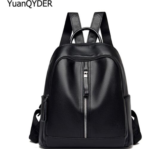 New Style Casual Ladies Backpack Fashion High Quality Leather Womens Shoulder Bag Solid Color Women Travel Bags Female Mochila