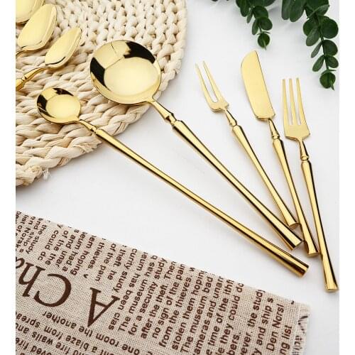 Gold Knife Fork Spoon Chopsticks Dinnerware Set 304 Stainless Steel Unique Luxury Cutlery Silverware Tableware Set Dropshipping