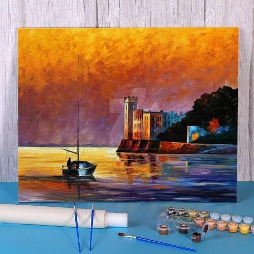 Trieste Gulf DIY Paint By Numbers Package Oil Paints 50*70 Painting On Canvas Decorative Paintings For Adults For Wholesale