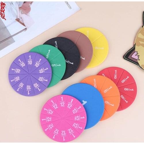 New 9/12 Pieces Of Early Education Learning Counting Math Teaching Aids Round Rainbow Magnetic Fraction Tiles