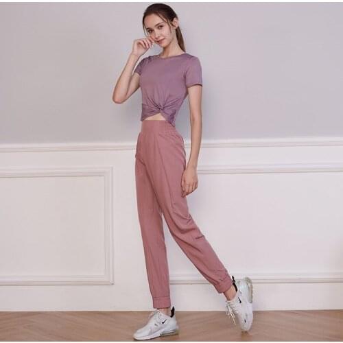Vansydical Womens Yoga Set Running Short Sleeve Tops + Gym Fitness Workout Leggins Pants Quick Dry Breathable Sportswear
