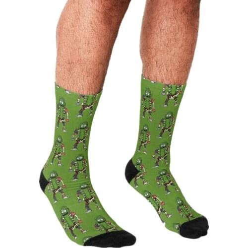 2021 Funny Mens socks Pickle Green Rick Pattern Printed hip hop Men Happy Socks cute boys street style Crazy Socks for men