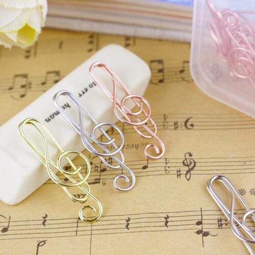 10pcs Mini Rose Gold Note Paper Clips Metal Clamp Decorative Gold Music Binder Shape Decor Stationery Supplies For Office Clips