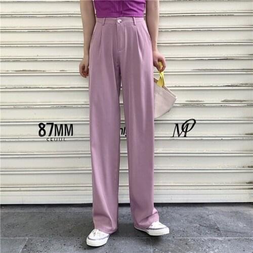 6 Color New 2021 Autumn High Waist Pants Female Korean Suit Pants Loose Wide Leg Mopping Trousers Spring Women Trousers 16402