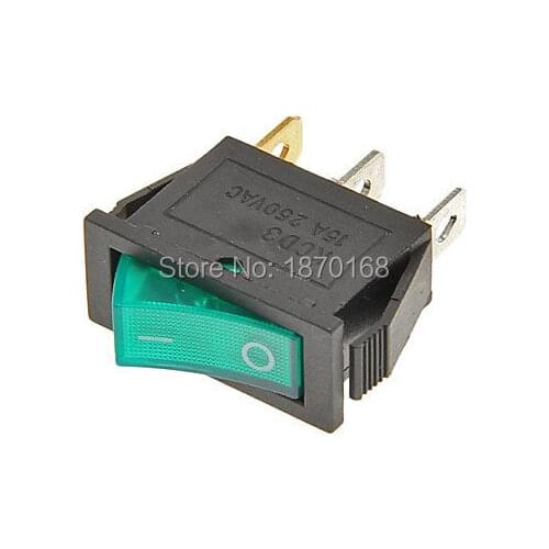 1 pcs / 5 Pcs / 10 pcs 3Pin ON-OFF 2 position SPST snap-on boat Rocker switch 3u light green light KCD3-101