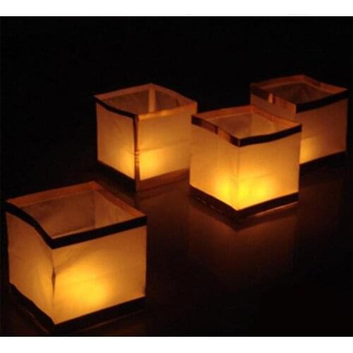 10PCS Unsinkable Floating Water Lantern with Candle Square Water Light Special Flotation Chinese Water Lamp for Pool Pond
