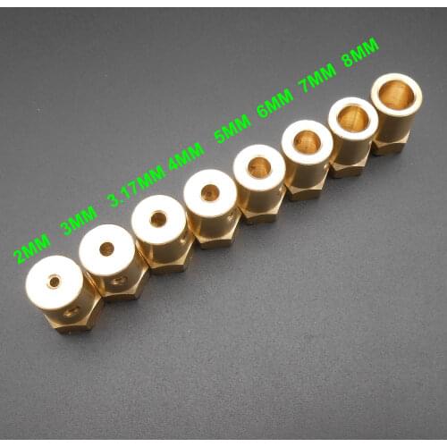 10Pcs X 12MM Hex Brass Shaft Motor Coupling Coupler 2MM 3MM 3.17MM 4MM 5MM 6MM 7MM 8MM L=18MM For Wheel Tyre DC Motor *FD895-902