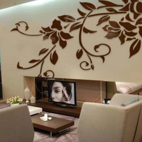 160*96cm Large Wall stickers living room romantic decoration crystal three-dimensional black flowers wonderful fashion sticker