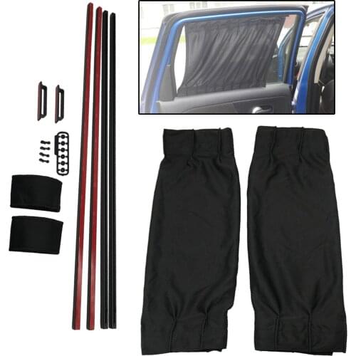 2x Car Side Window Sun Shade, Black Privacy Sunshades Window Curtain Keeps Sun Screen for Baby Sleeping Cool Drape