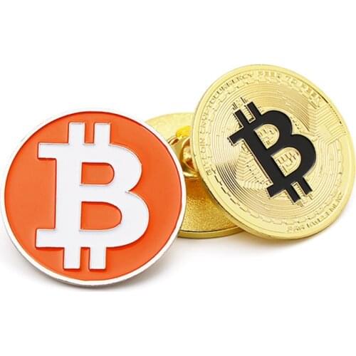 3mm Creative Souvenir Zinc Alolly Bitcoin BTC Brooch Fashion High Quality it Coin Art Collection Physical Gold Commemorative