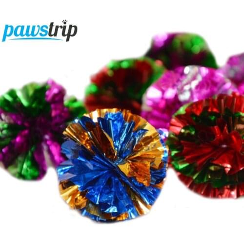6pcs/lot Diameter 4.5cm Mylar Crinkle Ball Cat Toys Interactive Colorful Ring Paper Pet Toy For Cats Kitten
