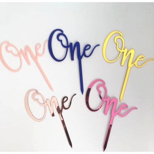Acrylic One Cake Topper Gold Cute Colorful Number One Cupcake Topper For Kids 1st Birthday Party Cake Decorations Baby Shower