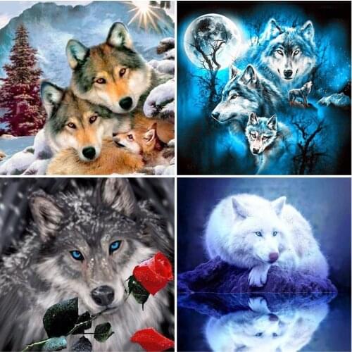 Wolf Diy 5D Diamond Painting Full Square Drill Animal Diamond Embroidery Cross Stitch Kits Wall Art Gift Home Decor