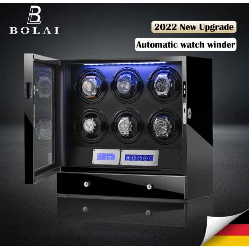 Automatic Watch Winder 6 Slot Watches Safe Box Drawer Store Jewelry Quiet Japanese Mabuchi Motor Watch Storage Winding Boxes