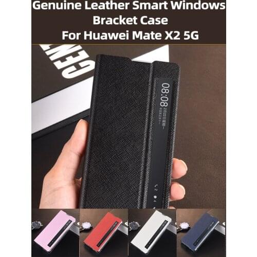 Kickstand Case Genuine Leather Smart Sleep Case For Huawei Mate X2 5G Case For Huawei Mate X2 Case For Huawie MateX2 Phone Case