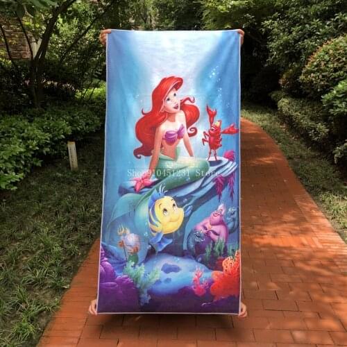 Disney The Little Mermaid Ariel Bath Towel Throws Home Baby Princess Beach Towel Children Kids Girls Swimming Blanket 70X140cm