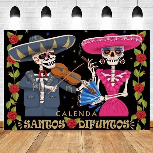 Yeele Day of the Dead Background Man Lady Violin Cigarette Black Backdrop Baby Photographic Photography Photo Studio Photophone