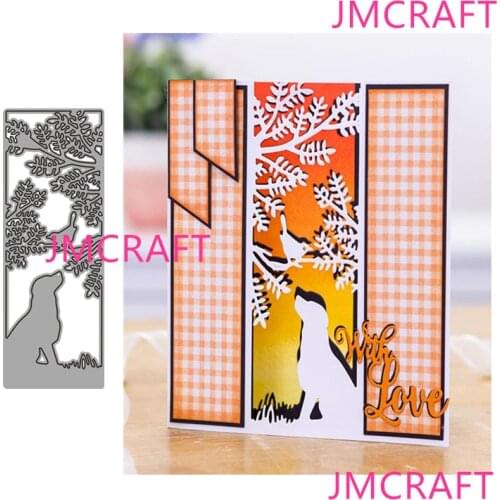 JMCRAFT New Bird And Dog Background On Tree #3 Metal Cutting Dies DIY Scrapbook Handmade Paper Craft Metal Steel Template Dies