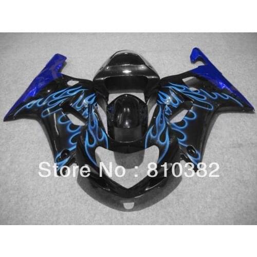 Fairing kit for GSXR600 750 01 02 03 GSXR 600 GSX-R750 K1 2003 2001 2002 Blue flames black Fairings set+Gifts SM49
