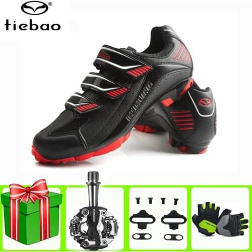 Tiebao Sapatilha Ciclismo Mtb Cycling Shoes Breathable Mountain Bike Racing Self-Locking Shoes Athletic Bicycle Shoes Red Green