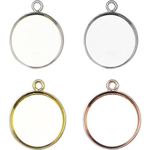 Beadsnice Round Pendant Blank Bezel Setting With Hoop Cabochons Setting Base for Accessories And Jewelry