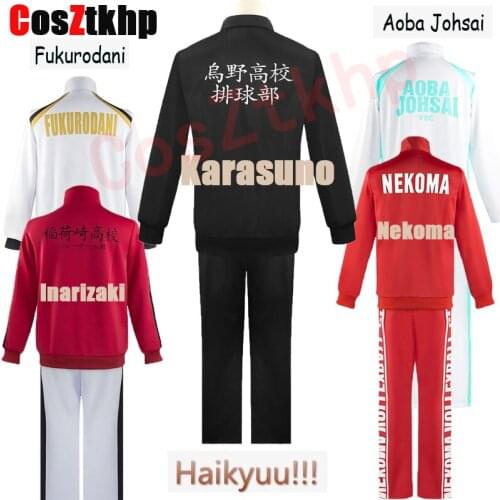Haikyuu Cosplay Jacket Anime Volleyball Sportswear Karasuno Nekoma Aoba Johsai Fukurodani Inarizaki High School Uniform Costume