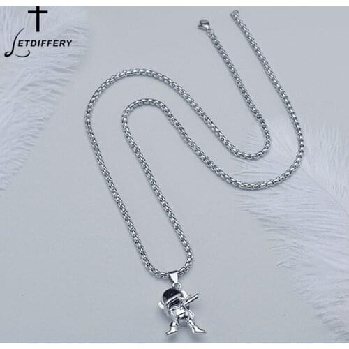 Letdiffery Fashion Astronaut Necklace Simple Alloy Pendant Stainless Steel Necklaces Silver Color for Women Girls Jewelry Party