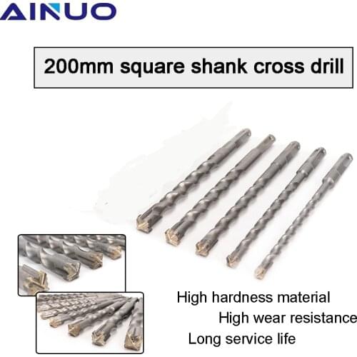 1Pcs 6-14mm Twist Drill Bit Set Electric Hammer For Wall Concrete Brick Stone Wood Square Shank 200mm
