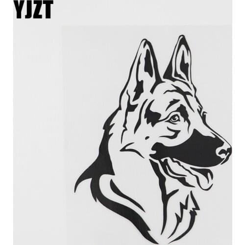 YJZT 9.5CMX12.6CM German Shepherd Dog Head Decal Vinyl Car Sticker Black/Silver 8A-0569