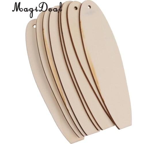 MagiDeal Handmade Natural Style 8Pcs Unfinished Wooden Surfboard Shape Crafts Cut Outs Scrapbooks DIY Halloween Festival Decor