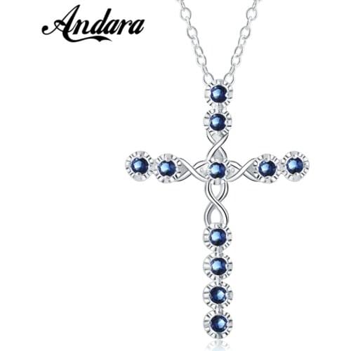 New 925 Silver Necklace Cross Zircon Pendant Necklace Religious Belief Jewelry Gift
