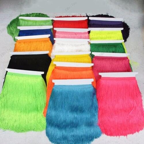 Wholesale 30cm Width Long Fringe Lace Tassel Polyester Lace Trim Ribbon Sew Latin Dress Stage Garment Curtain DIY Accessories