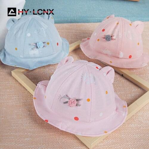 Child cartoon cotton hat baby summer sun protection hat boy bucket hat girl fisherman hat child cute ear outdoor casual hat