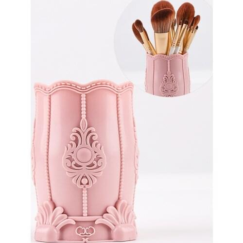 Vintage Style Plastic Makeup Brushes Holder Desktop Cosmetic Eyeliner Pen Cup Storage Organizer Toothbrush Holder for Bathroom