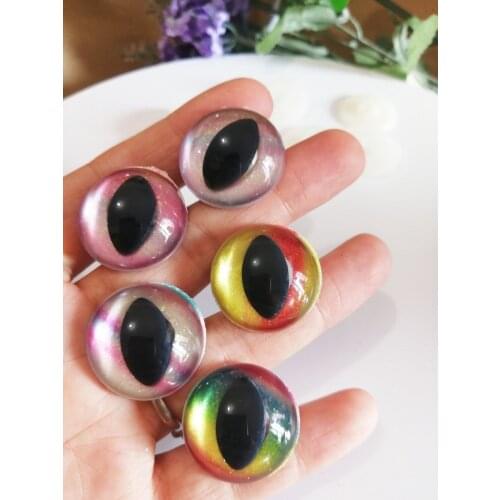 MASCKASZEM --20pcs/lot- mixed color 25mm plastic clear safety toy cat eyes +new rainbow fabric + hard washer for diy doll