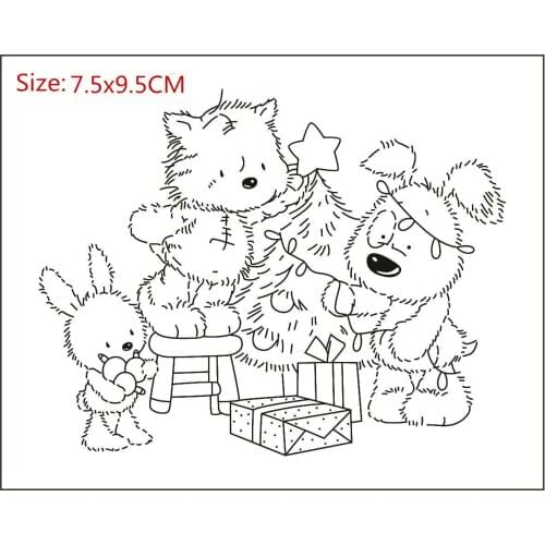 The three bears Transparent Silicone Rubber Stamp and metal die Sheet Cling Scrapbooking DIY Cute Pattern Photo Album Stamp